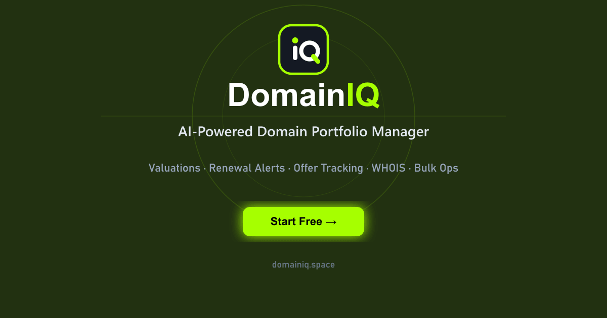 Built an AI domain portfolio manager solo — DomainIQ is live logo